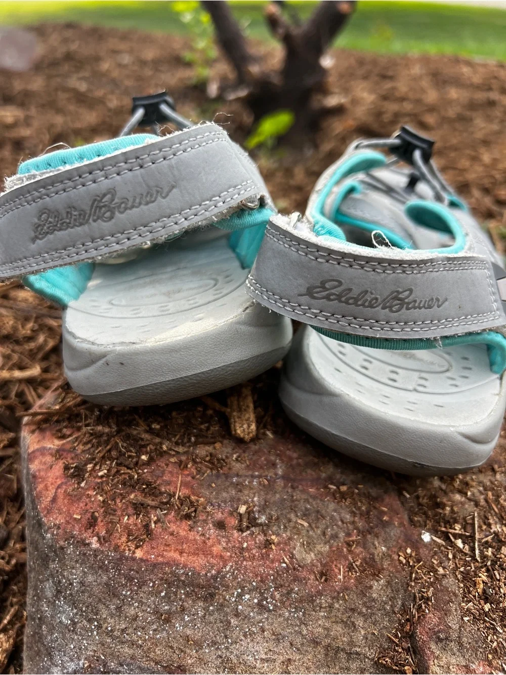 Eddie Bauer Grey and Teal Outdoor Sport Sandals